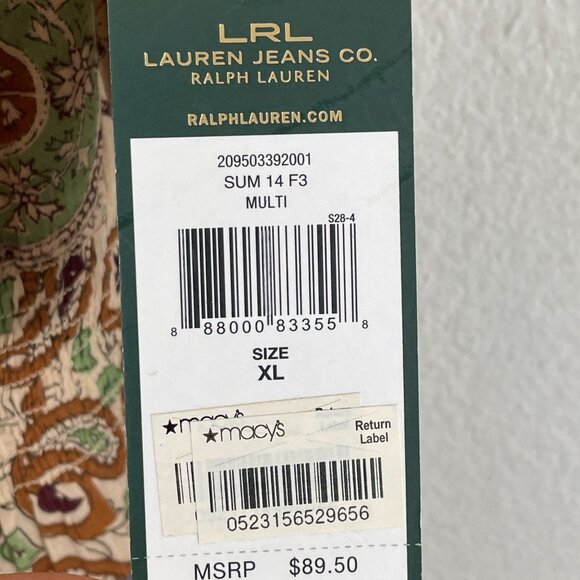 NEW Lauren Ralph Lauren Womens XL Paisley Peasant Top Boho Short Sleeve Shirt - Picture 5 of 10